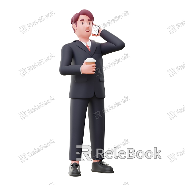 Suit Men Calling Men Cartoon Men Workplace Men model