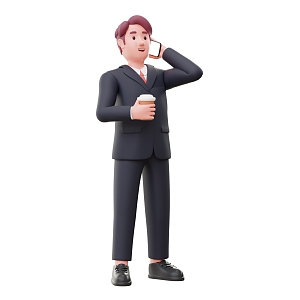 Suit Men Calling Men Cartoon Men Workplace Men 3d model