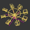 Ferris Wheel Amusement Equipment With Multiple Red And Blue Hanging Seats
