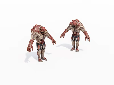 Game Movie Monster Character With Red White Textures Muscular Body And Long Limbs 3d model