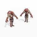 Game Movie Monster Character With Red White Textures Muscular Body And Long Limbs
