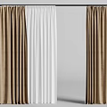 Brown and White Curtains Hanging On Rod With Textured Fabric Design