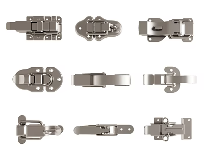 Various Metal Hinges Types For Furniture Hardware Design Applications 3d model