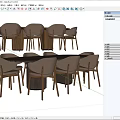 Modern Wooden Dining Table Set With Eight Beige Chairs And Solid Wood Legs