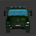 Green Mercedes Heavy Duty Truck Front View With Cab Design And Headlights