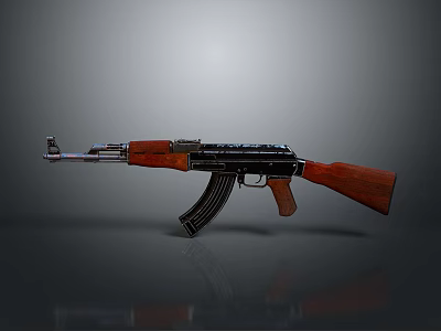 Classic AK-47 Rifle With Wooden Stock Metal Barrel And Black Magazine Design 3d model