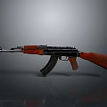 Classic AK-47 Rifle With Wooden Stock Metal Barrel And Black Magazine Design