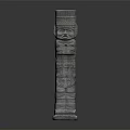 Ancient Stone Carved Figure Column With Human Face Design And Intricate Patterns 3d model