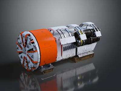 Large Orange And White Tunnel Boring Machine With Mechanical Structure Design 3d model