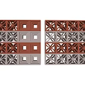 Architectural Decorative Blocks With Red Gray Geometric Patterns And Cutout Designs 3d model
