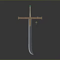 Medieval Sword With Golden Hilt Blue Gemstone Cross Guard Small Cross Pendant And Dark Blade