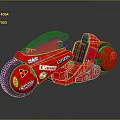 Red Motorcycle Featuring Shiny Surface Transparent Windshield Brown Seat and Wheel Stickers