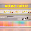 Relax Themed Milk Tea Shop Interior With Colorful Neon Counter And Drink Display Cabinet