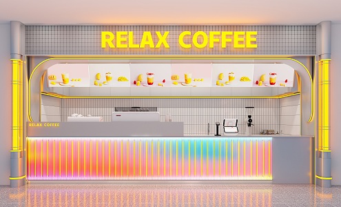 Modern Milk Tea Shop Internet Celebrity Coffee Shop Milk Tea Shop Bar Counter Operation Desk Milk Tea Shop Operation Area Front Desk Cafe Front Desk Internet Celebrity Coffee Shop 3d model