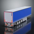 Blue White Schmitz Cargobull Cargo Trailer With Multiple Wheels And Reflective Surface 3d model