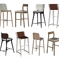 Modern Bar Stools With Various Designs And Different Colored Seats 3d model