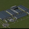 Modern Industrial Factory Complex Aerial View With Surrounding Greenery And Buildings
