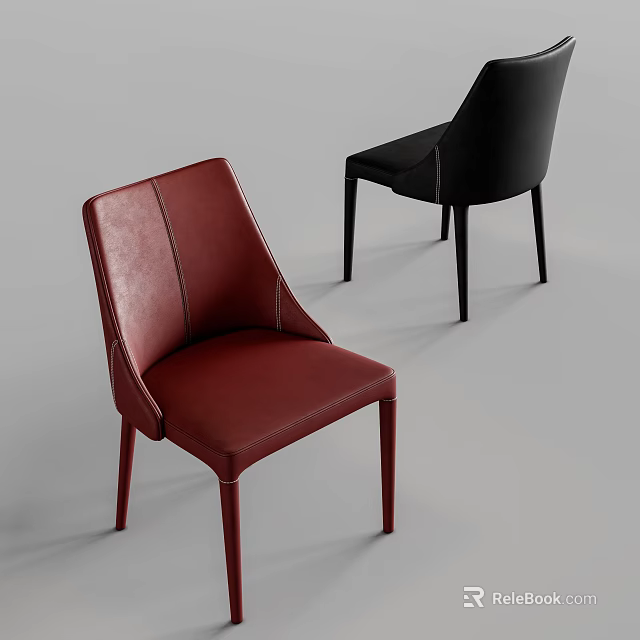 Modern Leather Single Chair Design Red And Black Upholstered Seats For Living Room 3d model 