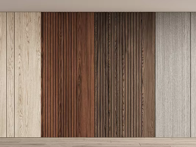 Wooden Wall Paneling with Various Natural Wood Textures for Modern Home Interior Design 3d model