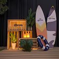 Garma Bar With Neon Sign Circular Swing Wooden Structure And Sunset Backdrop
