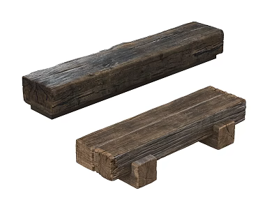 Middle Ancient Style Other Stool Old Wooden Bench Log Bench Vintage Bench Outdoor Public Bench Wooden Bench 3d model