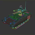 Modern Green Military Tank With Turret Cannon And Antenna 3D Render
