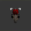 Stylish Red Motorcycle Featuring Gold Frame Black Seat And Dual Exhaust Pipes