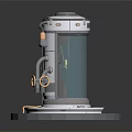 Modern Decorative Ornament Set With Tech Inspired Design Transparent Glass Metallic Parts And Circular Base