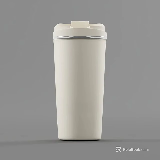 White Insulated Tumbler With Silver Rim And Secure Lid For Daily Use 3d model 