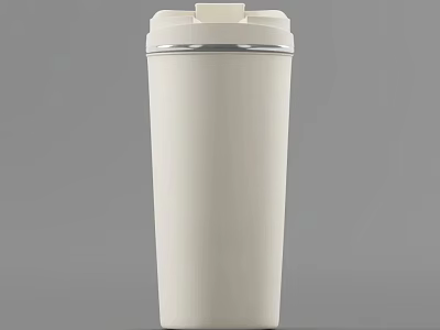 White Insulated Tumbler With Silver Rim And Secure Lid For Daily Use 3d model