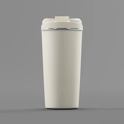 White Insulated Tumbler With Silver Rim And Secure Lid For Daily Use 3d model