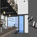 Charming Café Entrance With Glass Door Hand Drawn Food Illustrations And Brick Wall Lighting