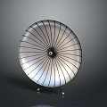Circular Daily Living Product With Silver And Black Radial Lines Stand Design