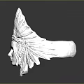 Silver Feather Headdress With Native American Tribal Design And Metallic Finish