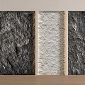 Three Panel Stone Texture Background Wall With Black White Gray And Lighting 3d model