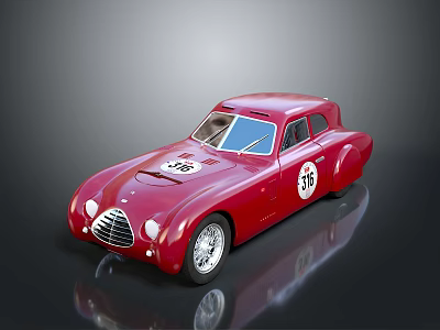 Red Vintage Classic Car With Number 35 Shiny Body Retro Design And Smooth Exterior 3d model