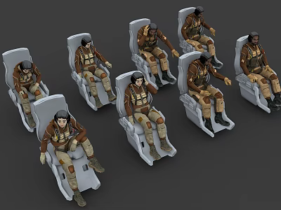 World War II pilots World War II aircrew female pilots 3d model