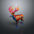 Vibrant Colorful Deer With Rainbow Antlers And Body Patterns On Gray Background