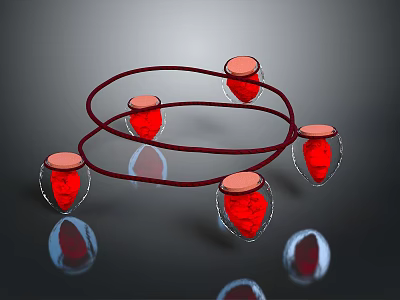 Red Glass Fashion Accessories With Small Containers Red Lids And String Reflections 3d model