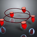 Red Glass Fashion Accessories With Small Containers Red Lids And String Reflections