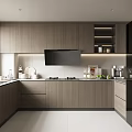 Modern Kitchen Design With Wooden Cabinets Black Appliances And White Countertops