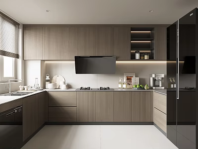 Modern Kitchen Cabinet Hanging Cabinet Kitchen Supplies Range Hood Oven 3d model