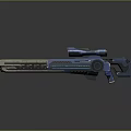 Futuristic Sci Fi Weapon with Blue Glowing Accents and Advanced Energy Gun Design