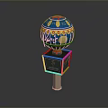 Decorative Spherical Device With Colorful Patterns Happy Text And Square Base Display Screen
