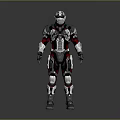 Futuristic Mechanical Armor Character With Silver And Red Design In Standing Pose