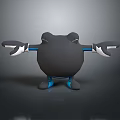 Game Movie Character 3D Model With Black Body Blue White Details And Outstretched Arms