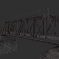 Train Crossing Historic Steel Truss Railway Bridge With Stone Piers