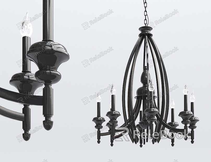 Jane Ou chandelier black multi-head chandelier model