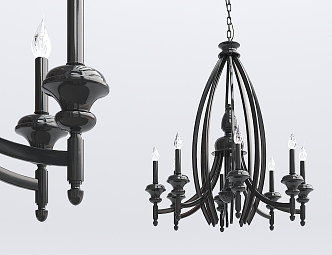 Jane Ou chandelier black multi-head chandelier 3d model