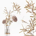 Natural Dried Flower Arrangements in Minimalist Ceramic Glass Vases with Pampas Grass and Eucalyptus